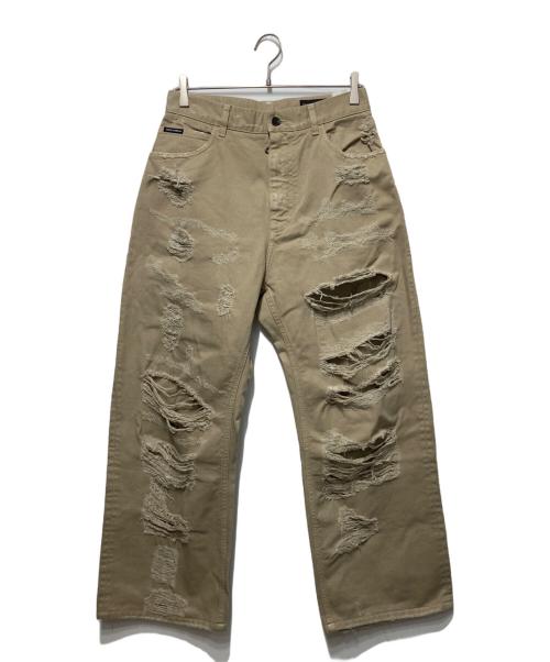 DOLCE & GABBANA（ドルチェ＆ガッバーナ）DOLCE & GABBANA (ドルチェ＆ガッバーナ) ダメージルーズフィットデニムパンツ ベージュ サイズ:48の古着・服飾アイテム