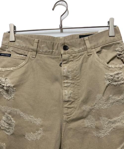 DOLCE & GABBANA（ドルチェ＆ガッバーナ）DOLCE & GABBANA (ドルチェ＆ガッバーナ) ダメージルーズフィットデニムパンツ ベージュ サイズ:48の古着・服飾アイテム