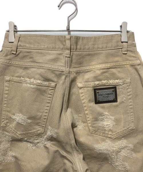 DOLCE & GABBANA（ドルチェ＆ガッバーナ）DOLCE & GABBANA (ドルチェ＆ガッバーナ) ダメージルーズフィットデニムパンツ ベージュ サイズ:48の古着・服飾アイテム