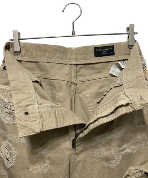 DOLCE & GABBANA（ドルチェ＆ガッバーナ）DOLCE & GABBANA (ドルチェ＆ガッバーナ) ダメージルーズフィットデニムパンツ ベージュ サイズ:48の古着・服飾アイテム
