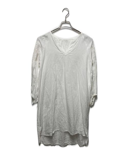 CASA FLINE（カーサフライン）CASA FLINE (カーサフライン) リネンギャザーワンピース ホワイト サイズ:Freeの古着・服飾アイテム