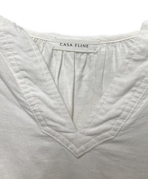 CASA FLINE（カーサフライン）CASA FLINE (カーサフライン) リネンギャザーワンピース ホワイト サイズ:Freeの古着・服飾アイテム