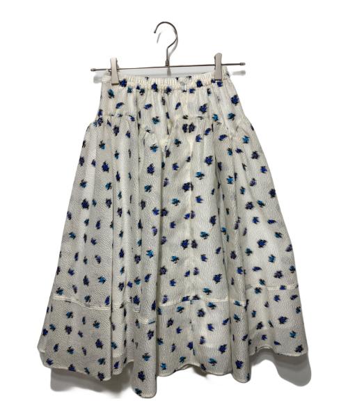 OBLI（オブリ）OBLI (オブリ) スカラップジャガードスカート ホワイト 未使用品の古着・服飾アイテム