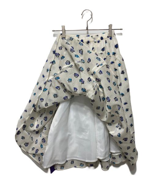 OBLI（オブリ）OBLI (オブリ) スカラップジャガードスカート ホワイト 未使用品の古着・服飾アイテム