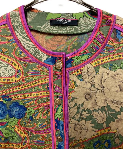 LEONARD FASHION（レオナールファッション）LEONARD FASHION (レオナールファッション) 金釦総柄カーディガン マルチカラー サイズ:Ｍの古着・服飾アイテム