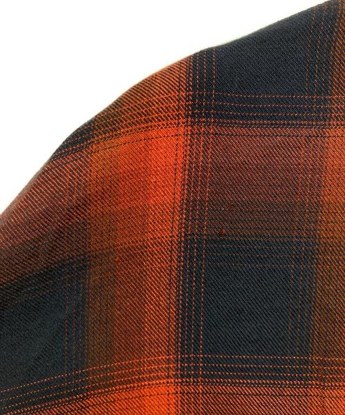 JOURNAL STANDARD relume（ジャーナルスタンダード レリューム）JOURNAL STANDARD relume (ジャーナルスタンダード レリューム) レーヨン フリンジ 半袖チェックシャツ レッド×ネイビー サイズ:Lの古着・服飾アイテム