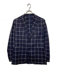 TAGLIATORE（タリアトーレ）の古着「ウールコットンシアサッカーダブルウインドーペーン2Bジャケット」｜ネイビー