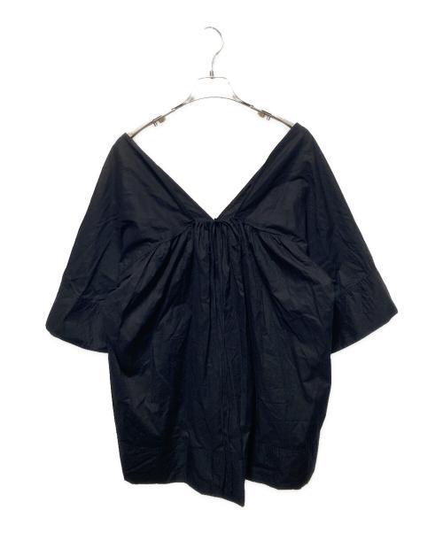 anuke（アンヌーク）anuke (アンヌーク) V-neck Gather Blouse/Vネックギャザーブラウス ブラック サイズ:freeの古着・服飾アイテム
