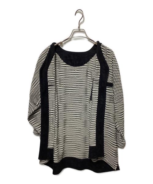 offline（オフライン）offline (オフライン) 総柄ショートスリーブシャツ ホワイト×ブラック サイズ:Lの古着・服飾アイテム