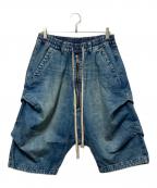 AF ARTEFACTエーエフ アーティファクト）の古着「DENIM TUCK SHORTS/テニムタックショーツ」｜インディゴ