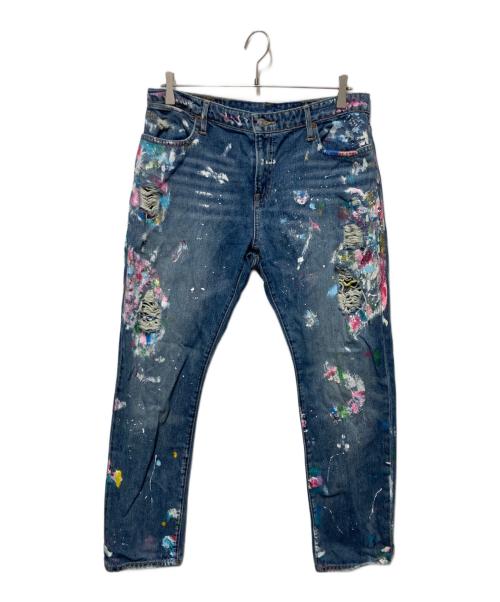 POLO RALPH LAUREN（ポロ・ラルフローレン）POLO RALPH LAUREN (ポロ・ラルフローレン) ペイント加工デニムパンツ インディゴ サイズ:81の古着・服飾アイテム