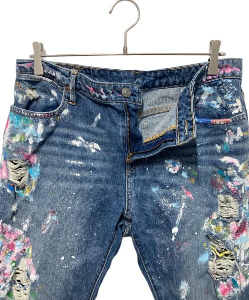 POLO RALPH LAUREN（ポロ・ラルフローレン）POLO RALPH LAUREN (ポロ・ラルフローレン) ペイント加工デニムパンツ インディゴ サイズ:81の古着・服飾アイテム