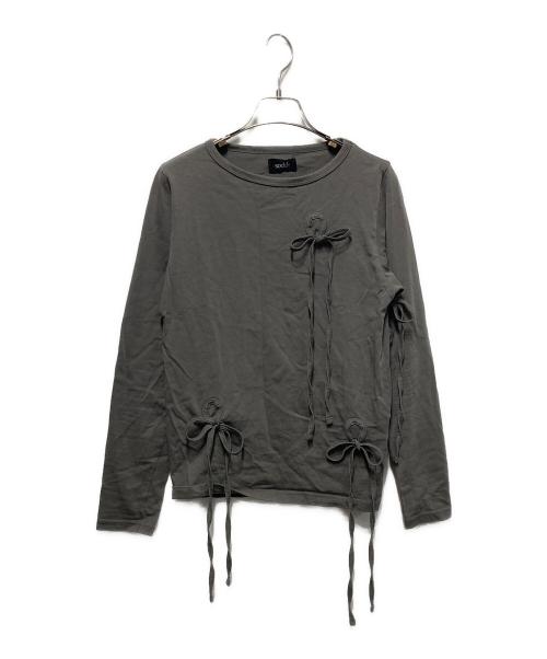 soduk（スドーク）soduk (スドーク) ribbons long sleeve shirt グレー サイズ:freeの古着・服飾アイテム