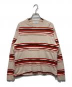UNUSEDアンユーズド）の古着「Long-sleeve border T-shirt/ロングスリーブボーダーシャツ」｜ピンク