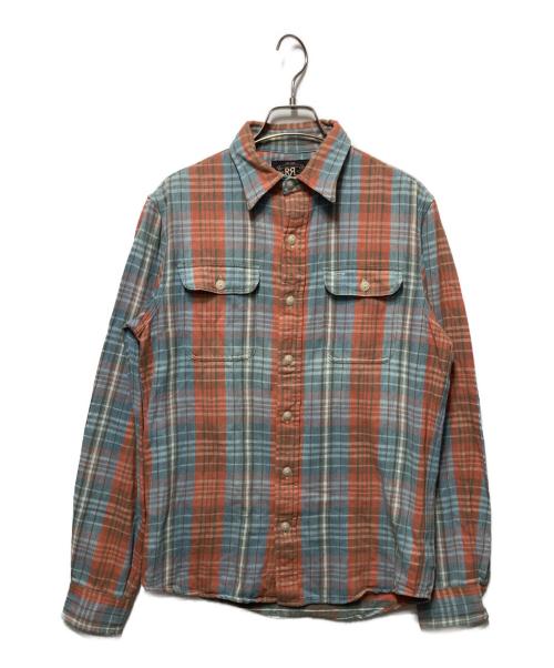 RRL（ダブルアールエル）RRL (ダブルアールエル) ヘビーコットンネルシャツ ブルー×レッド サイズ:Sの古着・服飾アイテム