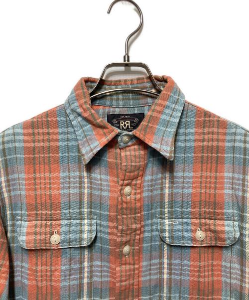 RRL（ダブルアールエル）RRL (ダブルアールエル) ヘビーコットンネルシャツ ブルー×レッド サイズ:Sの古着・服飾アイテム