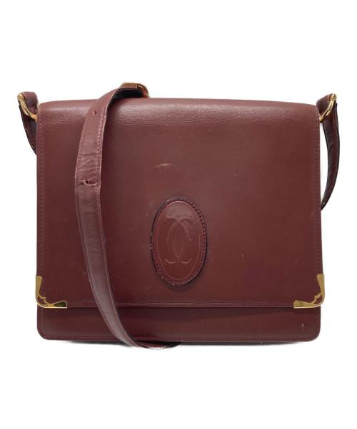 Cartier（カルティエ）Cartier (カルティエ) スクエアショルダーバッグ ボルドーの古着・服飾アイテム