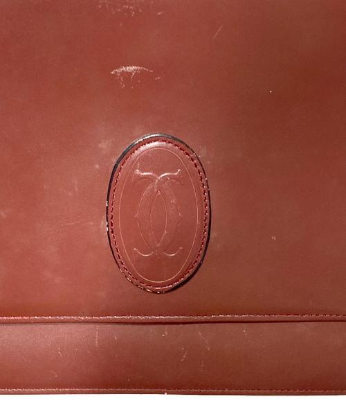 Cartier（カルティエ）Cartier (カルティエ) スクエアショルダーバッグ ボルドーの古着・服飾アイテム