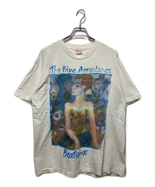 Hanes（ヘインズ）Hanes (ヘインズ) 90'sプリントTシャツ ホワイト×ブルー サイズ:XLの古着・服飾アイテム