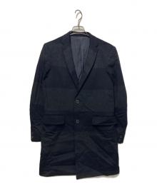 sacai（サカイ）の古着「ボーダーカシミヤコート」｜ブラック×ネイビー