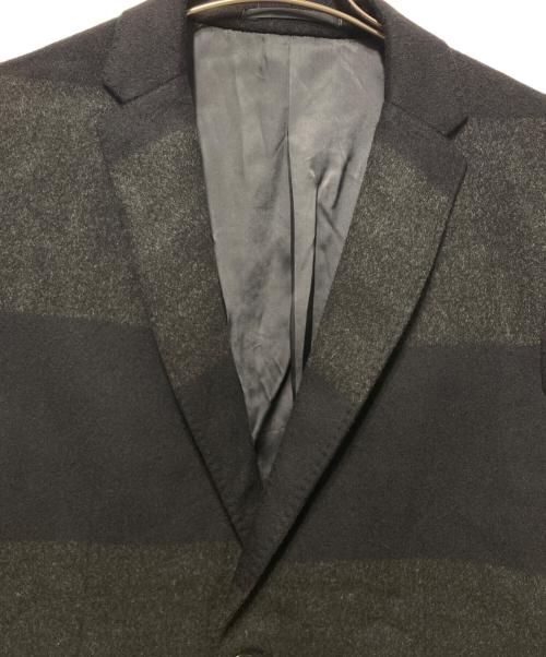 sacai（サカイ）sacai (サカイ) ボーダーカシミヤコート ブラック×ネイビー サイズ:1の古着・服飾アイテム