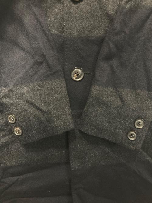 sacai（サカイ）sacai (サカイ) ボーダーカシミヤコート ブラック×ネイビー サイズ:1の古着・服飾アイテム