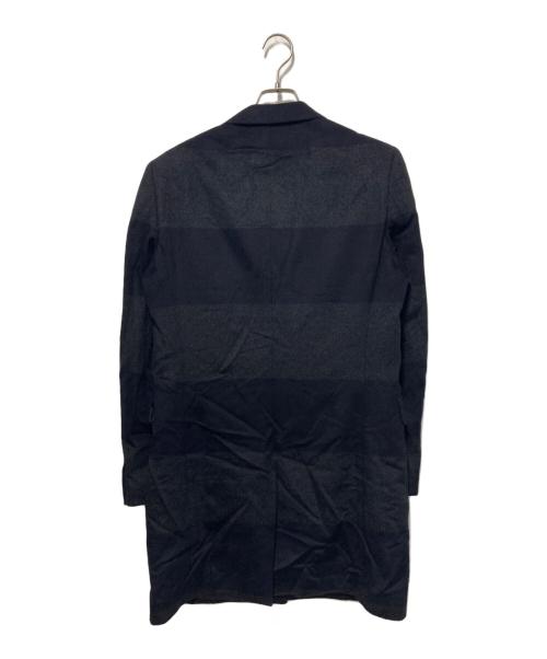 sacai（サカイ）sacai (サカイ) ボーダーカシミヤコート ブラック×ネイビー サイズ:1の古着・服飾アイテム