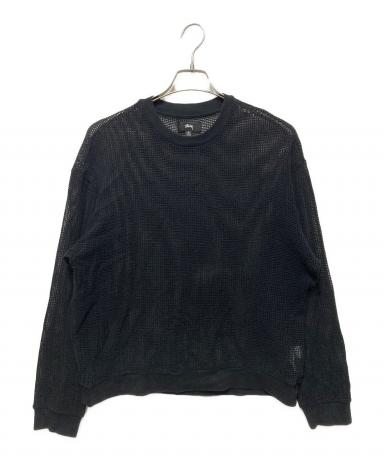 中古・古着通販】stussy (ステューシー) Cotton Mesh LS Crew ブラック