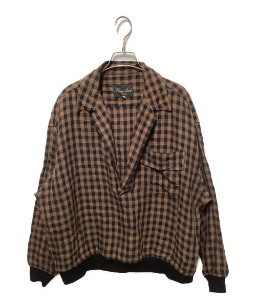 HAVERSACK（ハバーサック）HAVERSACK (ハバーサック) プルオーバーシャツ ブラウン×ブラック サイズ:Mの古着・服飾アイテム