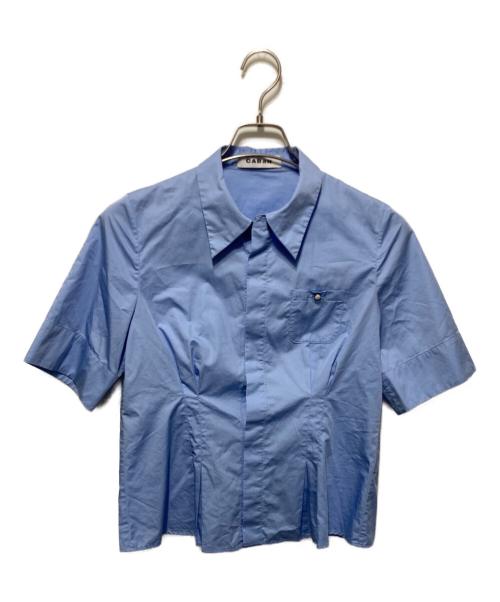 CABAN（キャバン）CABAN (キャバン) コットンサテン ウエストタックシャツブラウス ブルー サイズ:FREEの古着・服飾アイテム