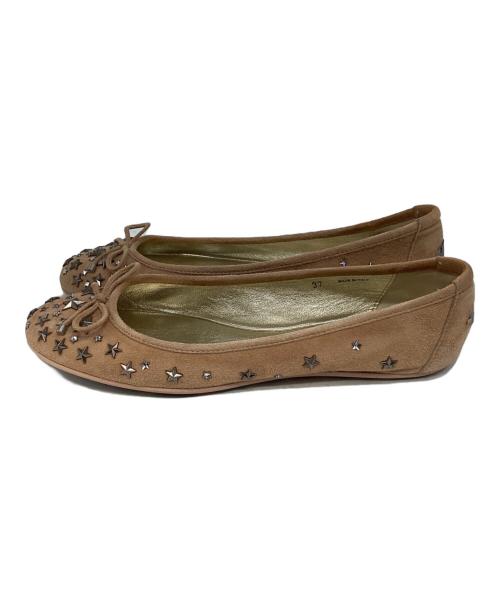 JIMMY CHOO（ジミーチュウ）JIMMY CHOO (ジミーチュウ) スタッズバレエシューズ ブラウン サイズ:SIZE 37の古着・服飾アイテム