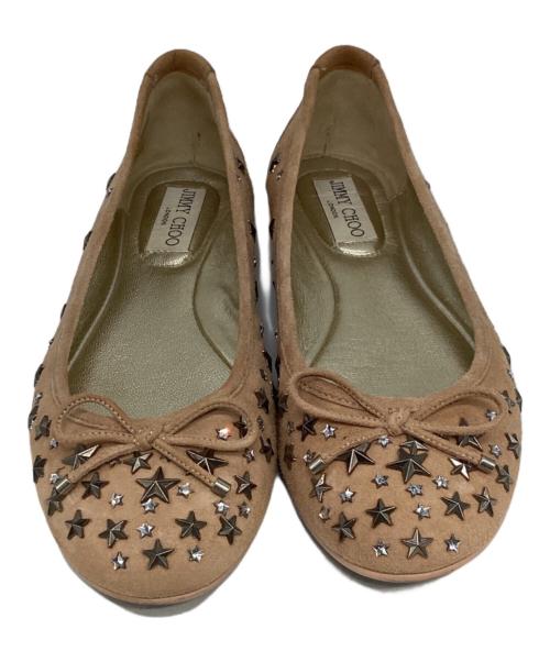 JIMMY CHOO（ジミーチュウ）JIMMY CHOO (ジミーチュウ) スタッズバレエシューズ ブラウン サイズ:SIZE 37の古着・服飾アイテム
