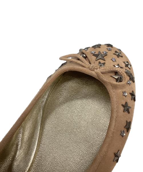 JIMMY CHOO（ジミーチュウ）JIMMY CHOO (ジミーチュウ) スタッズバレエシューズ ブラウン サイズ:SIZE 37の古着・服飾アイテム
