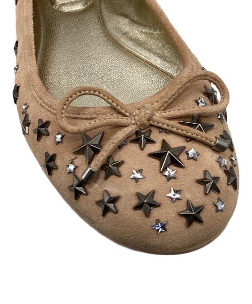 JIMMY CHOO（ジミーチュウ）JIMMY CHOO (ジミーチュウ) スタッズバレエシューズ ブラウン サイズ:SIZE 37の古着・服飾アイテム