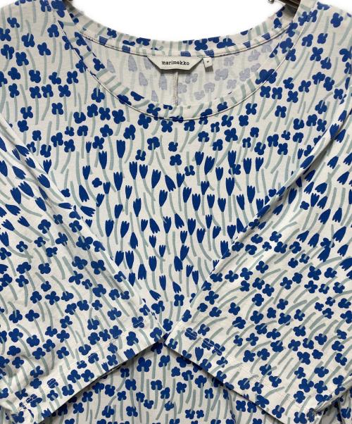 marimekko（マリメッコ）marimekko (マリメッコ) Luminismi Tuulahdus ワンピース ブルー×ホワイト サイズ:Ｍの古着・服飾アイテム