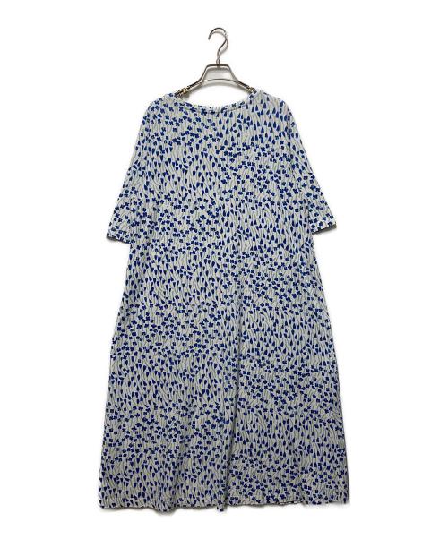 marimekko（マリメッコ）marimekko (マリメッコ) Luminismi Tuulahdus ワンピース ブルー×ホワイト サイズ:Ｍの古着・服飾アイテム