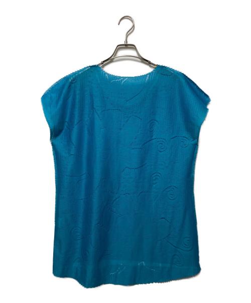 ISSEY MIYAKE（イッセイミヤケ）ISSEY MIYAKE (イッセイミヤケ) 	ノースリーブメッシュカットソー スカイブルー サイズ:2の古着・服飾アイテム