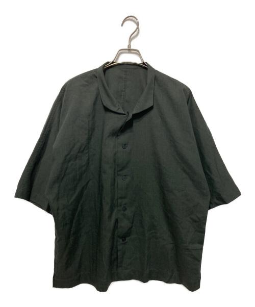 HOMME PLISSE ISSEY MIYAKE（オム プリッセ イッセイ ミヤケ）HOMME PLISSE ISSEY MIYAKE (オム プリッセ イッセイ ミヤケ) ポリエステルリネンスタンドカラー ドルマンシャツ グリーン サイズ:2の古着・服飾アイテム