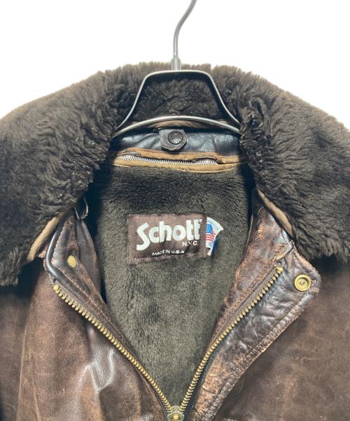 Schott（ショット）Schott (ショット) 618レザーライダースジャケット ブラウン サイズ:42の古着・服飾アイテム