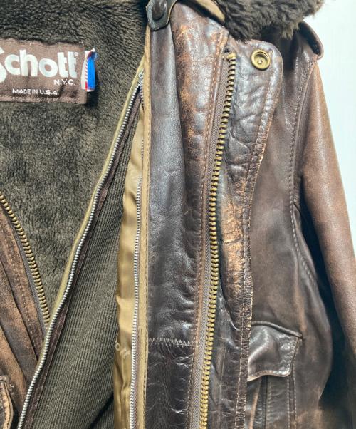 Schott（ショット）Schott (ショット) 618レザーライダースジャケット ブラウン サイズ:42の古着・服飾アイテム