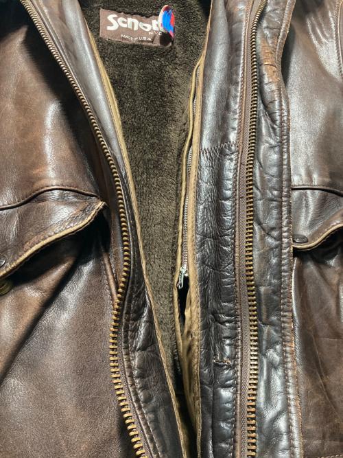 Schott（ショット）Schott (ショット) 618レザーライダースジャケット ブラウン サイズ:42の古着・服飾アイテム