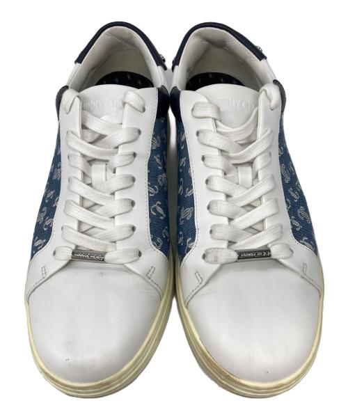 JIMMY CHOO（ジミーチュウ）JIMMY CHOO (ジミーチュウ) ロゴジャガード ローカット スニーカー ホワイト サイズ:41の古着・服飾アイテム