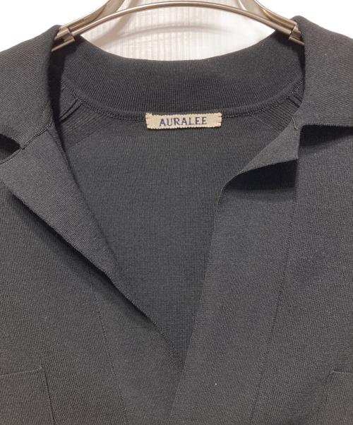 AURALEE（オーラリー）AURALEE (オーラリー) WOOL RECYCLE POLYESTER HIGH GAUGE RIB KNIT SKIPPER 半袖ニット/ウールリサイクルハイゲージリブニット ブラック サイズ:Freeの古着・服飾アイテム