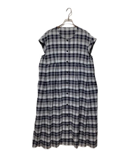 Leilian（レリアン）Leilian (レリアン) チェックワンピース ホワイト×ネイビー サイズ:13の古着・服飾アイテム