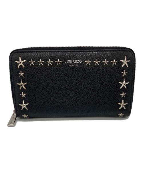 JIMMY CHOO（ジミーチュウ）JIMMY CHOO (ジミーチュウ) スタスタッズラウンドファスナーウォレット ブラックの古着・服飾アイテム