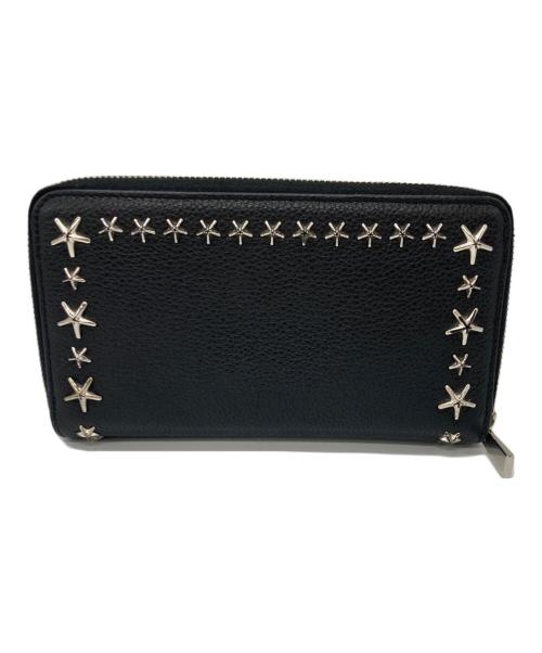 JIMMY CHOO（ジミーチュウ）JIMMY CHOO (ジミーチュウ) スタスタッズラウンドファスナーウォレット ブラックの古着・服飾アイテム