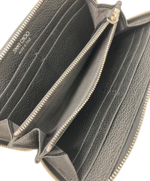 JIMMY CHOO（ジミーチュウ）JIMMY CHOO (ジミーチュウ) スタスタッズラウンドファスナーウォレット ブラックの古着・服飾アイテム