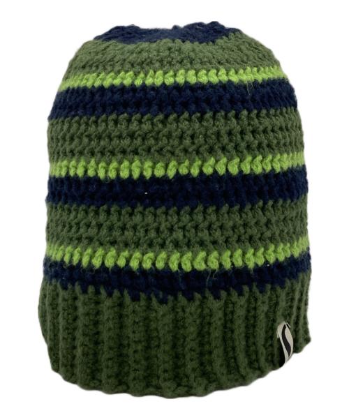 stussy（ステューシー）stussy (ステューシー) STRIPE KNIT SKULLCAP グリーンの古着・服飾アイテム