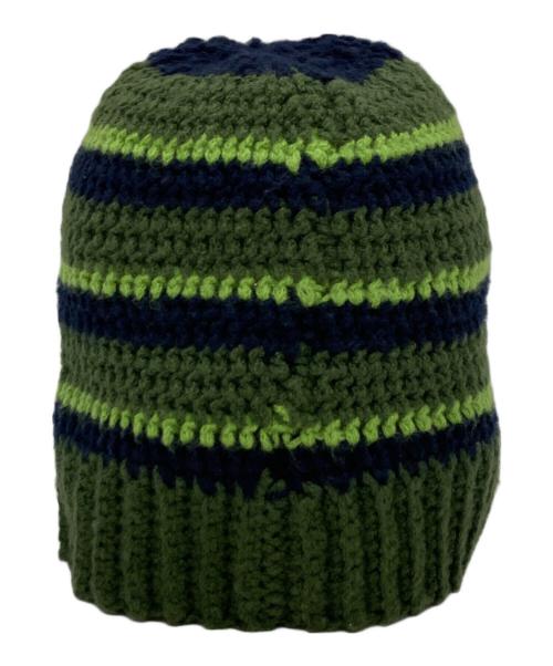 stussy（ステューシー）stussy (ステューシー) STRIPE KNIT SKULLCAP グリーンの古着・服飾アイテム