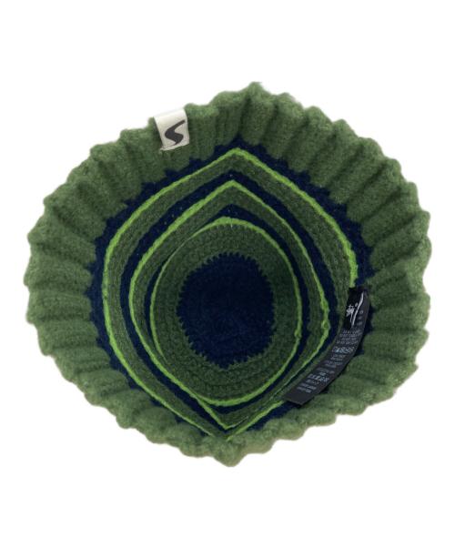 stussy（ステューシー）stussy (ステューシー) STRIPE KNIT SKULLCAP グリーンの古着・服飾アイテム
